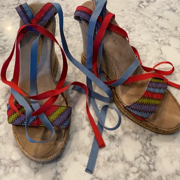 Marc Jacobs Raffia Color Block Stripe Wedges 39 - Picture 4 of 7